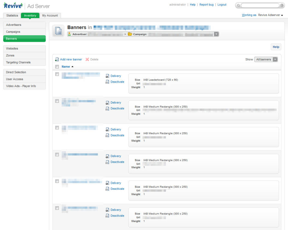 screenshot of Revive Adserver